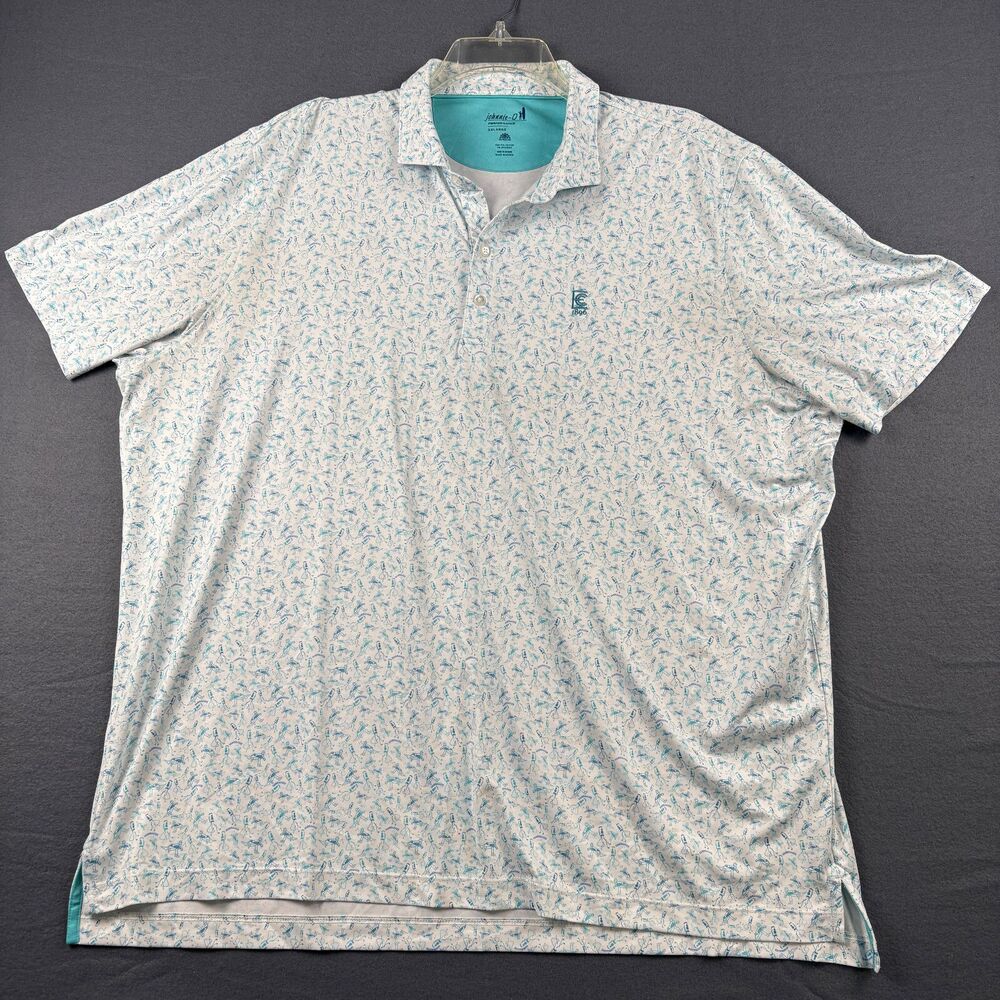 Johnnie-O Mens Golf Polo XXL 2XL White Sand Bagger Exmoor Country Club